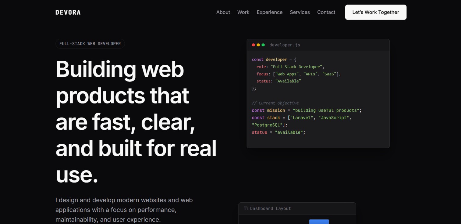 Devora 2 — Web Developer Portfolio
