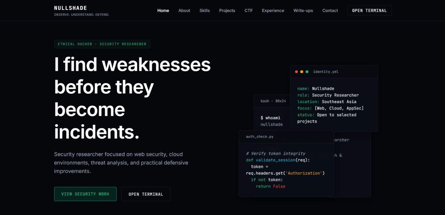 Nullshade — Ethical Hacker Portfolio
